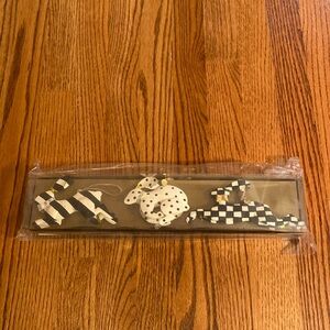 Mackenzie Childs rabbit crossing ornaments set of 3